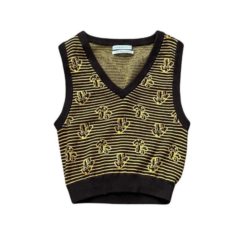 Mushroom knit striped vest
